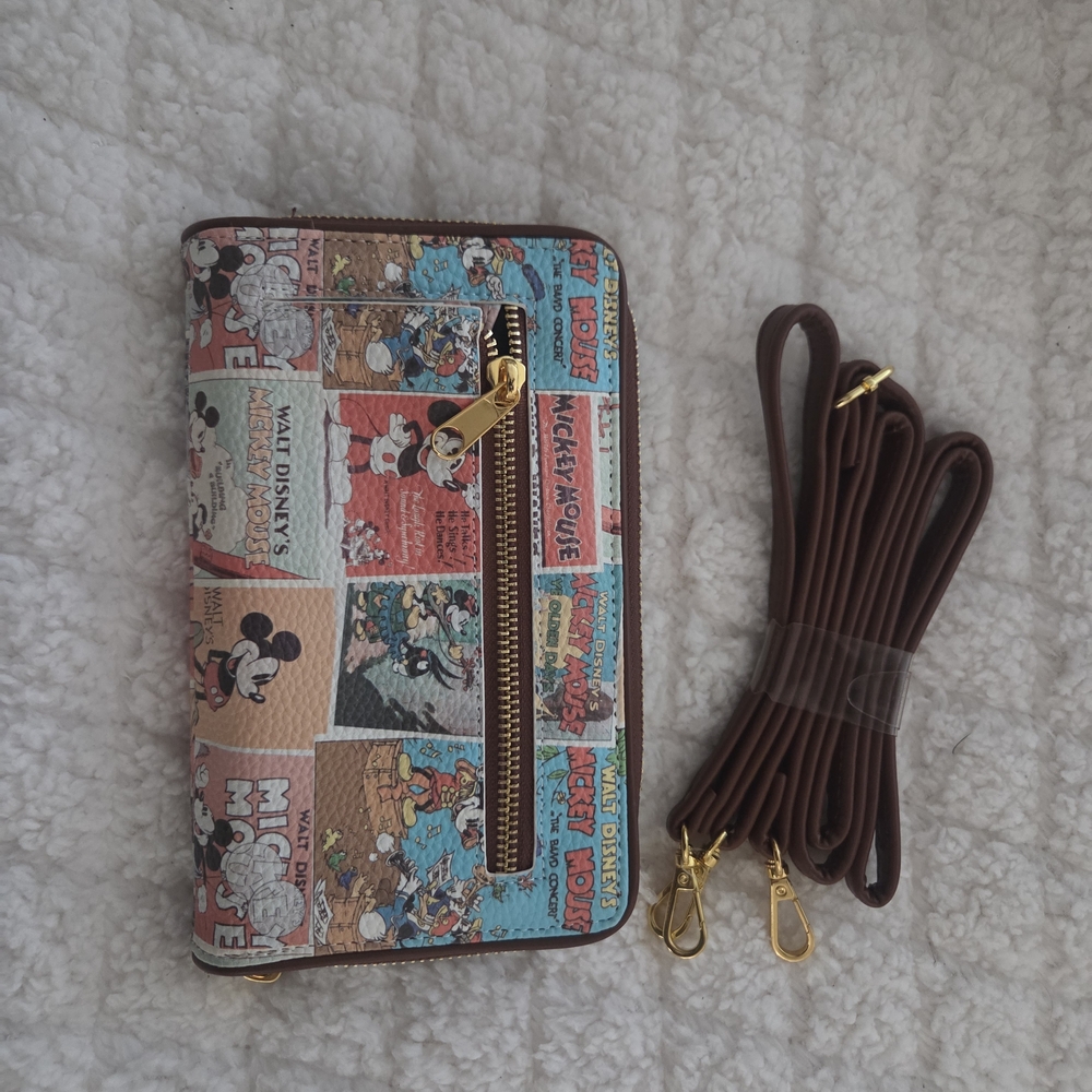 Mickey Mouse Comic Panel Zip-Around Crossbody Wal… - image 1